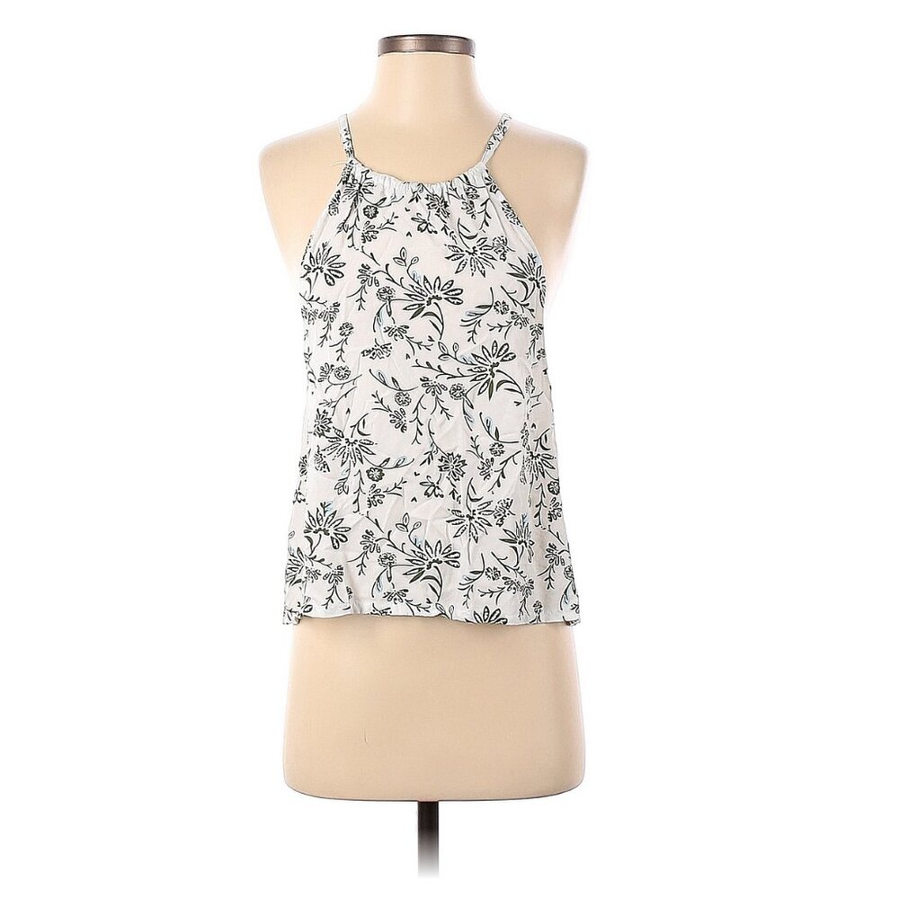 TRA VIDA Green and White Floral Rayon Blouse | Women's S